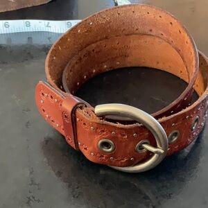 Leather belt, tooled, studded small